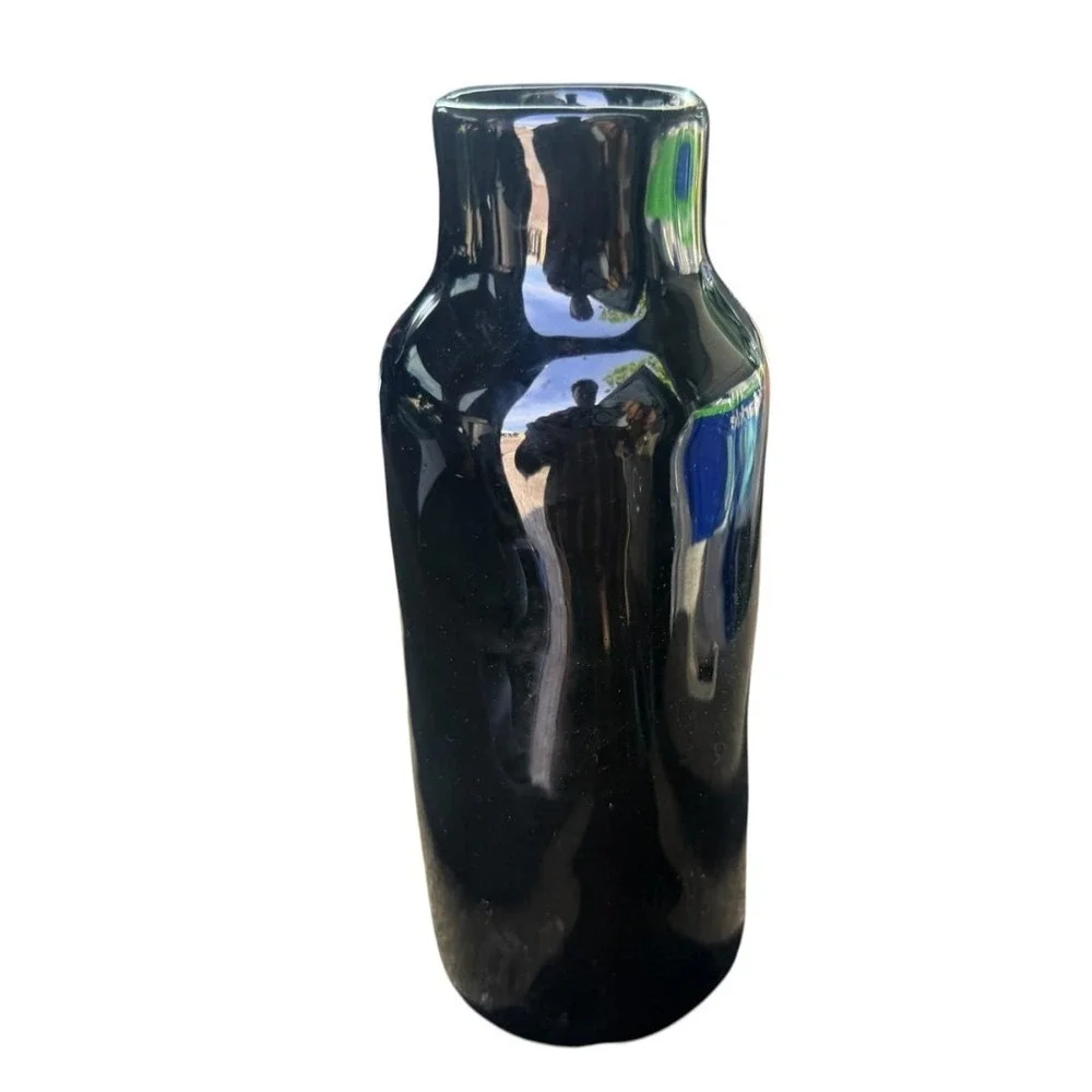 Rae Dunn TOXIC Black Ceramic Bottle Vase Halloween Decor